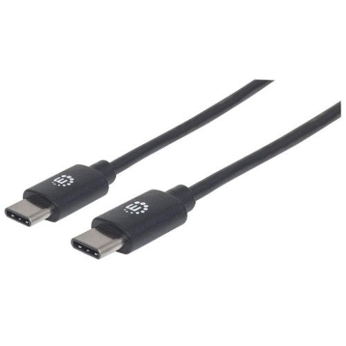 Manhattan USB-C to USB-C Cable, 3m, Male to Male, Black, 480 Mbps (USB 2.0), Hi-Speed USB, Lifetime Warranty, Equivalent to USB2CC3M