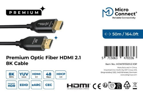 Microconnect HDM191950V2.1OP HDMI cable 50 m HDMI Type A (Standard) Black