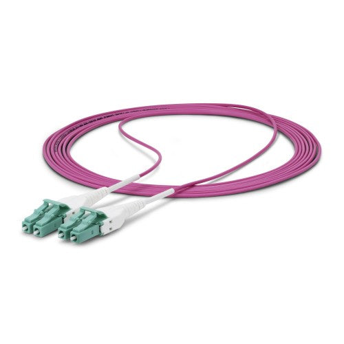 StarTech.com 10m (33ft) LC to LC (UPC) OM4 Multimode Fiber Optic Cable, Erika Violet, 50/125µm, 40G/100G, LOMMF/VCSEL, Uniboot Fiber Jumper Cord, OFNR Riser Rated