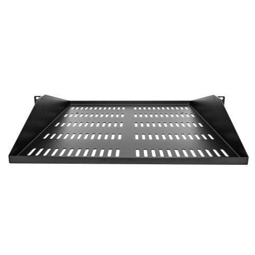 StarTech.com 2U Server Rack Shelf, Center Mounted Universal Vented Rackmount Cantilever Tray for 19" Network Equipment Rack, Heavy Duty Steel, 200lb Capacity, 20" Deep, Black