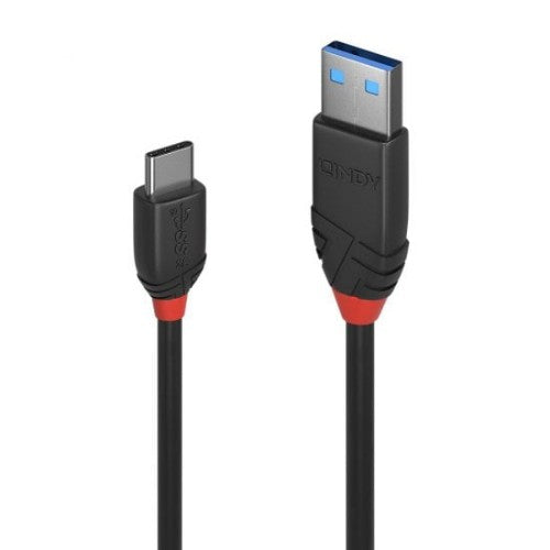 Lindy 0.5m USB 3.2 Type A to C Cable, 10Gbps, Black Line