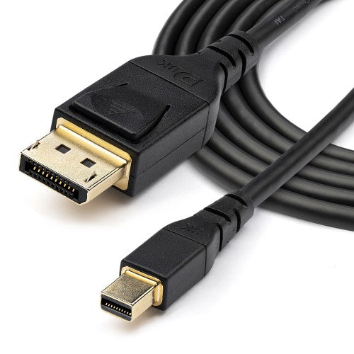 StarTech.com 6ft (2m) VESA Certified Mini DisplayPort to DisplayPort 1.4 Cable - 8K 60Hz HBR3 HDR - Super UHD mDP to DP 1.4 Cord - Slim (34 AWG) Ultra HD 4K 120Hz - Monitor/Video Cable