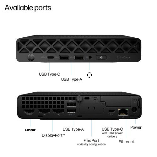 HP EliteDesk 8 Mini G1i Intel Core Ultra 5 235T 16 GB DDR5-SDRAM 512 GB SSD Windows 11 Pro Mini PC AI PC Black