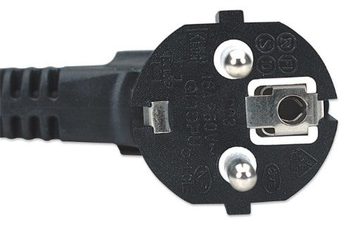 Manhattan Mains Power Cord/Cable, Euro 2-pin plug (CEE 7/4 Schuko) to C13 Female (kettle lead), 1.8m, 16A, Black, Lifetime Warranty