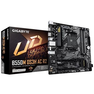 GIGABYTE B550M DS3H AC R2 Motherboard - AMD Ryzen 5000 CPUs, 5+3 Phases VRM, up to 4733MHz DDR4 (O.C.), 1xPCIe 4.0 + 1xPCIe 3.0 M.2, Wi-Fi 5, 1GbE LAN, USB 3.2 Gen 1