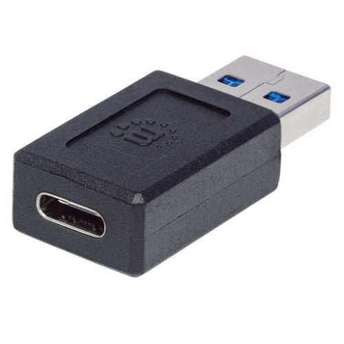 Manhattan USB-C to USB-A Adapter, Female to Male, 10 Gbps (USB 3.2 Gen2 aka USB 3.1), SuperSpeed+ USB, Black, Lifetime Warranty