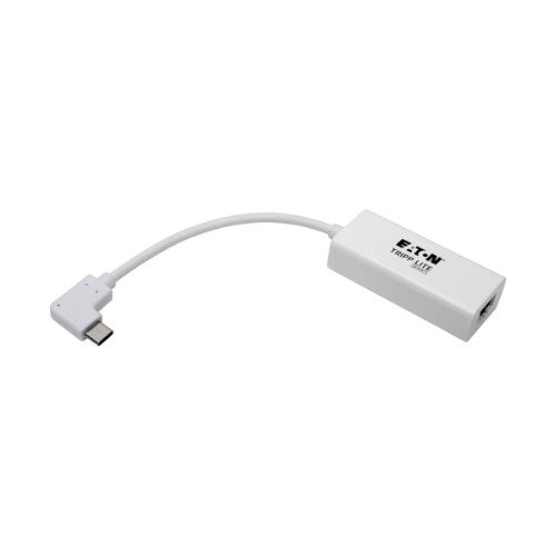 Tripp Lite U436-06N-GBW-RA USB-C to Gigabit Network Adapter with Right Angle USB-C, Thunderbolt 3 Compatibility - White