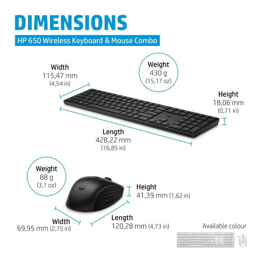 HP 650 Wireless Keyboard and Mouse Combo