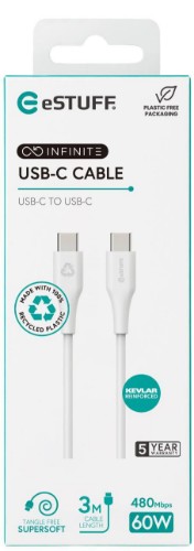 eSTUFF ES604370 USB cable USB 2.0 3 m USB C White