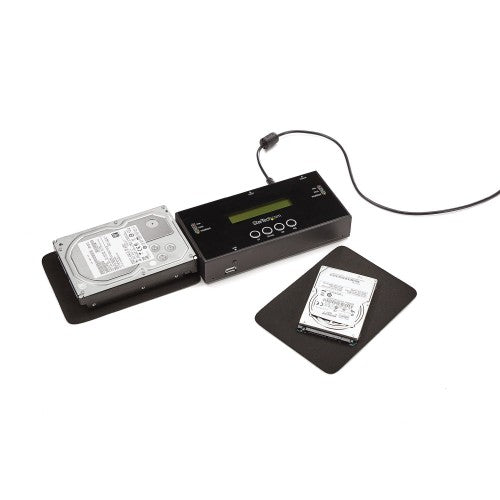 StarTech.com 1:1 Standalone Hard Drive Duplicator and Eraser, SAS and SATA HDD/SSD Cloner/Copier, Hard Drive Duplicator and Sanitizer, LCD Display, TAA Compliant
