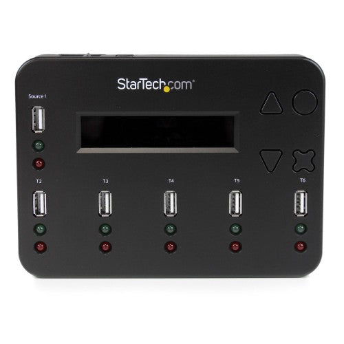 StarTech.com Standalone 1 to 5 USB Thumb Drive Duplicator and Eraser, Multiple USB Flash Drive Copier, System and File and Whole-Drive Copy at1.5 GB/min, Single and 3-Pass Erase, LCD Display - TAA
