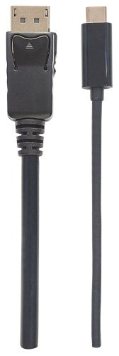 Manhattan USB-C to DisplayPort Cable, 4K@60Hz, 1m, Male to Male, Black, Not Bi-Directional, Three Year Warranty, Equivalent to CDP2DP1MBD