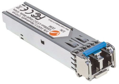 Intellinet Transceiver Module Optical, Gigabit Fiber SFP, 1000Base-Lx (LC) Single-Mode Port, 10km, Wavelength 1310nm, MSA Compliant, Equivalent to Cisco GLC-LH-SM, Ethernet, Fibre, Three Year Warranty