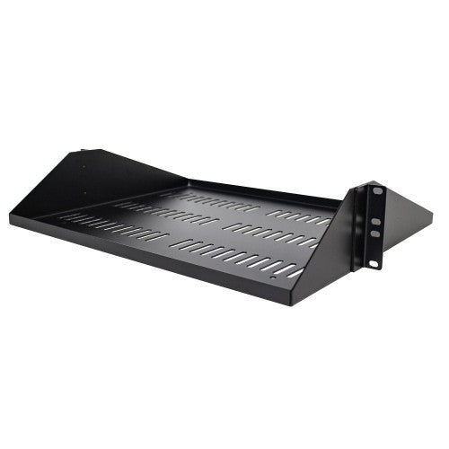 StarTech.com 2U Server Rack Shelf, Center Mounted Universal Vented Rackmount Cantilever Tray for 19" Network Equipment Rack, Heavy Duty Steel, 200lb Capacity, 14" Deep, Black