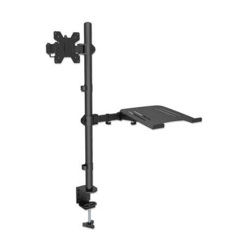Manhattan Desk Mount for Monitors & Laptop Combo (Full Motion), For screens: 10-27", Laptop up to 17", Clamp Assembly, VESA compatibility: 75x75 and 100x100mm - check the dimensions of the four mounting holes on back of screen to ensure it fits, Max 8kg,