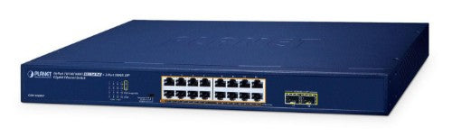 PLANET 16P Sw Gb PoE+ SFP 250W Unmanaged Gigabit Ethernet (10/100/1000) Power over Ethernet (PoE) Blue