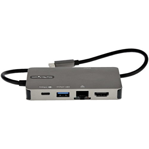 StarTech.com USB-C Multiport Adapter - USB-C to 4K 30Hz HDMI or 1080p VGA - USB Type-C Mini Dock w/ 100W Power Delivery Passthrough, 3-Port USB Hub 5Gbps, GbE - 12" (30cm) Attached Cable