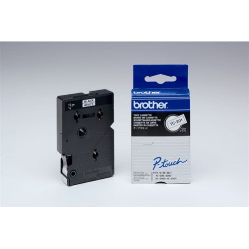 Brother TC-201 DirectLabel black on white 12mm x 7,7m for Brother P-Touch TC 9-12mm