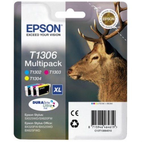 Epson C13T13064012/T1306 Ink cartridge multi pack C,M,Y XL 3x10.1ml Pack=3 for Epson Stylus BX 320/SX 525/WF 3500