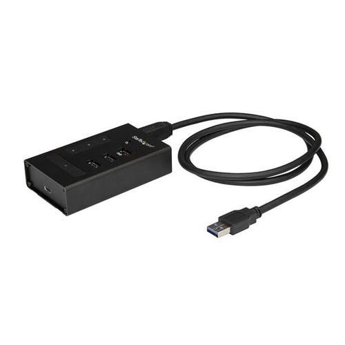 StarTech.com 4 Port USB 3.0 Hub - USB Type-A to 1x USB-C & 3x USB-A - Commercial Metal USB Hub - SuperSpeed 5Gbps USB 3.1/3.2 Gen 1 - Self Powered - BC 1.2 Fast Charge - Mountable/Rugged~4 Port USB 3.0 Hub - USB Type-A to 1x USB-C & 3x USB-A - Commercial