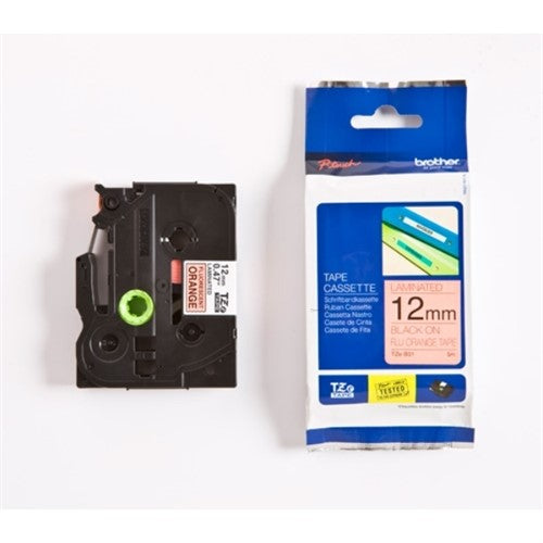 Brother TZE-B31 DirectLabel black on orange Laminat 12mm x 5m for Brother P-Touch TZ 3.5-18mm/6-12mm/6-18mm/6-24mm/6-36mm