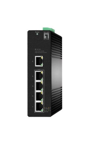 LevelOne Hilbert 5-Port Industrial Gigabit PoE Smart Lite Switch, 4 PoE Outputs, 802.3at/af PoE