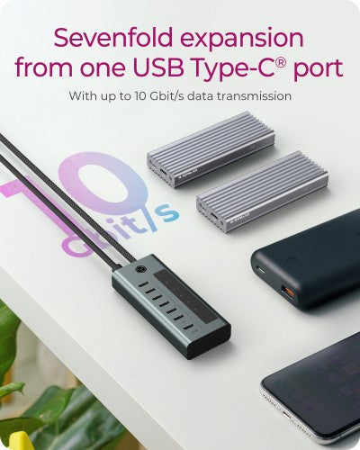 ICY BOX IB-HUB1457-C31 USB 3.2 Gen 1 (3.1 Gen 1) Type-C 10000 Mbit/s Blue, Grey