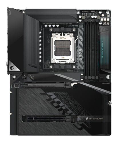 GIGABYTE X870 AORUS STEALTH Motherboard - Supports AMD Ryzen 9000 CPUs, 16+2+2 Phases Digital VRM, up to 8200Hz DDR5 (OC), 2xPCIe 5.0 + 2xPCIe 4.0, Wi-Fi 7, 5 GbE LAN, USB 4