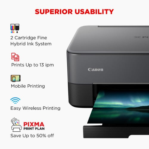 Canon PIXMA TS5350i Wireless Colour 3-in-One Inkjet Photo Printer, Black