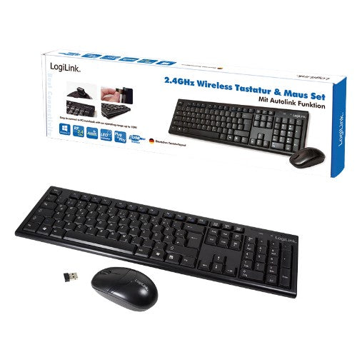 LogiLink ID0104 keyboard Mouse included Office RF Wireless QWERTZ Black