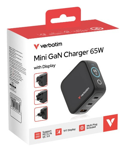 Verbatim Mini GaN Charger 65W with Display