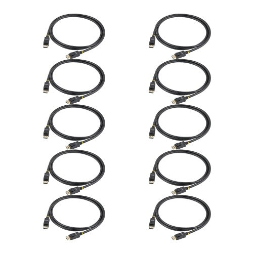 StarTech.com 2m (6.6ft) VESA Certified DisplayPort Cable - 10 Pack - DisplayPort 1.2 Cord with Latches, 4K 60Hz UHD, DP to DP Cable for Monitor, Latching DP Connectors