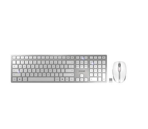 CHERRY DW 9100 SLIM keyboard Mouse included Universal RF Wireless + Bluetooth QWERTY US English Silver