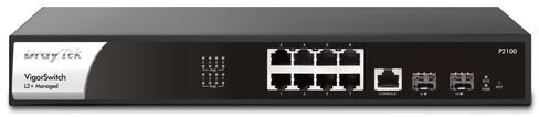 DrayTek P2100 Managed L2+/L3 Gigabit Ethernet (10/100/1000) Power over Ethernet (PoE) 1U Black, Silver