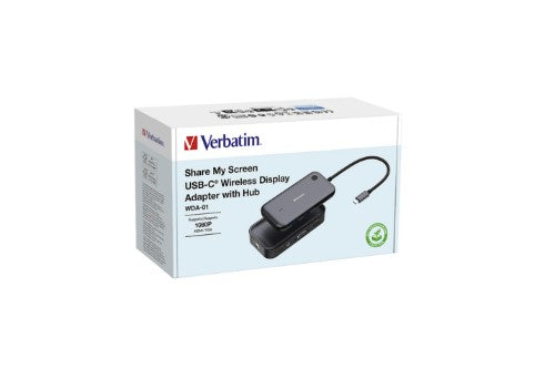 Verbatim Share My Screen 1080p USB-C Wireless Display Adapter with Hub WDA-01