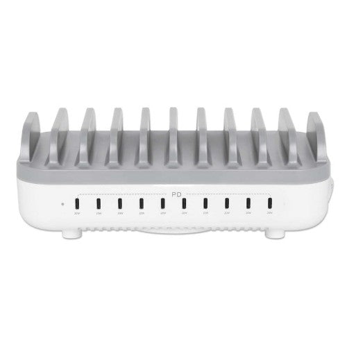 Manhattan 10-port USB-C Charging Station, USB-C Output: 10x 20W, Max 200W, Mains AC power (inc US/EU/UK adapters)