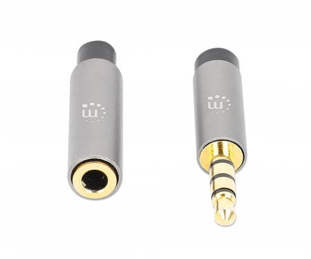 Manhattan Stereo Audio 3.5mm Extension Cable, 1m, Male/Female, Slim Design, Black/Silver, Premium with 24 karat gold plated contacts and pure oxygen-free copper (OFC) wire, Lifetime Warranty