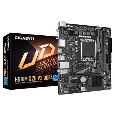 GIGABYTE H610M S2H V3 DDR4 Motherboard - Supports Intel Core 14th CPUs, 4+1+1 Hybrid Digital VRM, up to 3200MHz DDR4, 1xPCIe 3.0 M.2, GbE LAN , USB 3.2 Gen 1