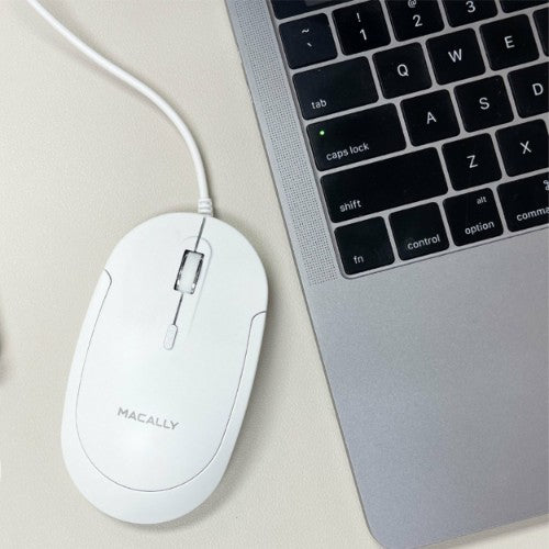 Macally UCDYNAMOUSEW mouse Universal Ambidextrous USB Type-C Optical 2400 DPI