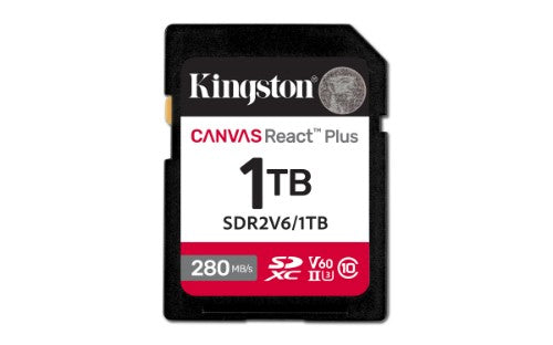 Kingston Technology 1TB Canvas React Plus SDXC UHS-II 280R/150W U3 V60 for Full HD/4K