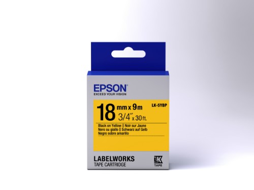 Epson C53S655003/LK-5YBP DirectLabel-etikettes black on yellow 18mm x 9m for Epson LabelWorks 4-18mm/24mm/36mm/6-18mm/6-24mm