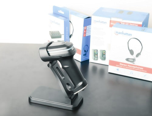 Manhattan Adjustable Barcode Scanner Stand, Height and Angle Adjustable, suitable for barcode scanner products 153997, 154116 and 154185, Black, Lifetime Warranty