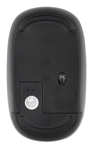 Manhattan MW3050 Wireless Optical Mouse, Black, 1200dpi, 2.4Ghz (up to 10m), USB, Ambidextrous, Three Button with Scroll Wheel, USB-A nano receiver, AA battery (included), Low friction base, USB version (most popular type, which is USB-A), Three Year Warr