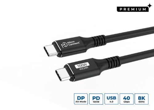 Microconnect USB4CC025 USB cable USB4 Gen 3x2 0.25 m USB C 100 W Black