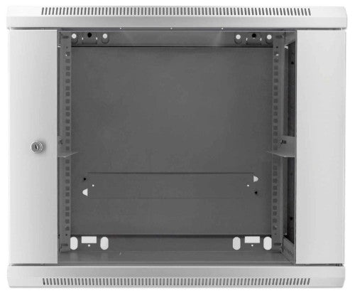 Intellinet 19" Network Cabinet - Wall Mount (Standard), 9U, 450mm Deep, Grey, Assembled, Max 60kg, Suitable also for use on desk or floor, Usable Depth 350mm, Metal & Glass Door, Back Panel, Removeable Sides, Parts for wall install (eg screws/rawl plugs)