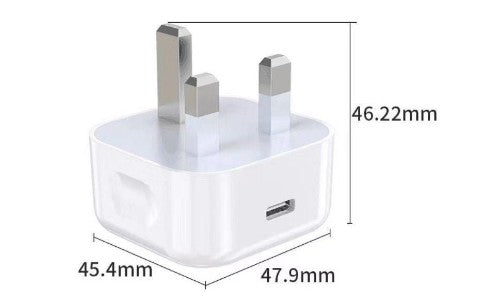 eSTUFF Home Charger USB-C PD 3A 20W, UK Plug - White