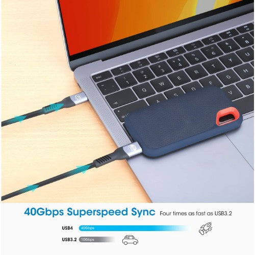 Manhattan Fast USB-C to USB-C Cable (240W), 2m, 240W Laptop Charging + High-Speed Data & Video, Works with ALL Laptops (Note additional USB-C 240W wall charger needed), 40 Gbps Ultra-Fast Transfers, Extra-Long Reach for Desk or Floor Sockets, 3 year Warra