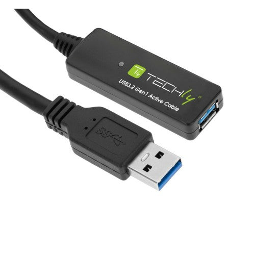 Techly ICUR30100G USB cable USB 3.2 Gen 1 (3.1 Gen 1) 10 m USB A Black