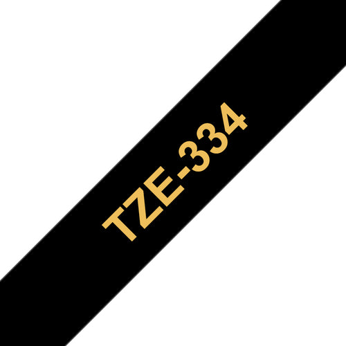 Brother TZE-334 DirectLabel gold on black Laminat 12mm x 8m for Brother P-Touch TZ 3.5-18mm/6-12mm/6-18mm/6-24mm/6-36mm
