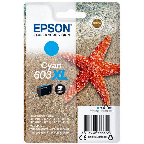 Epson C13T03A24010/603XL Ink cartridge cyan high-capacity, 350 pages 4ml for Epson XP 2100